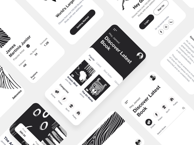 Mobile UI typo dstudio app ui user experience user interface xd login white black mobile app design ios app profile reading app books typography product design ui-ux clean ux ui